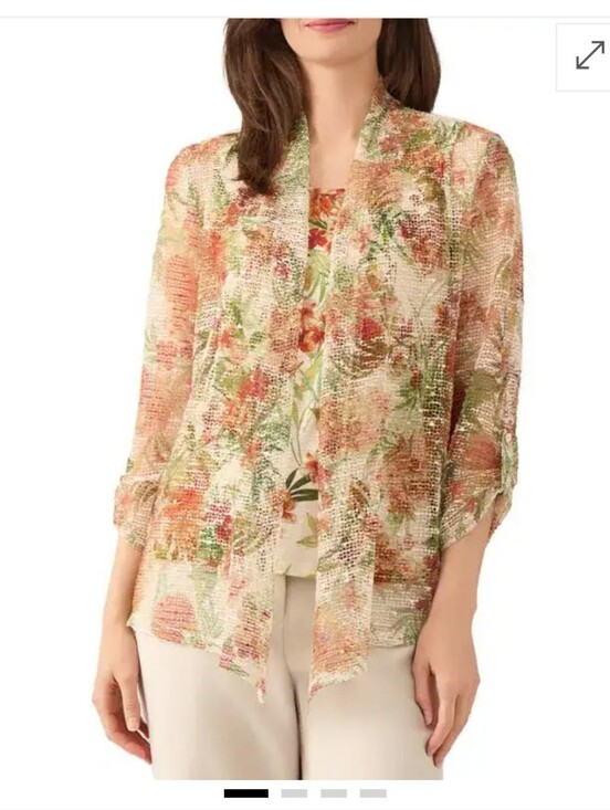 Kasper Tops - NWT Kasper 2Pc Floral Knit Tank & Open Front Cardigan Set XS $99